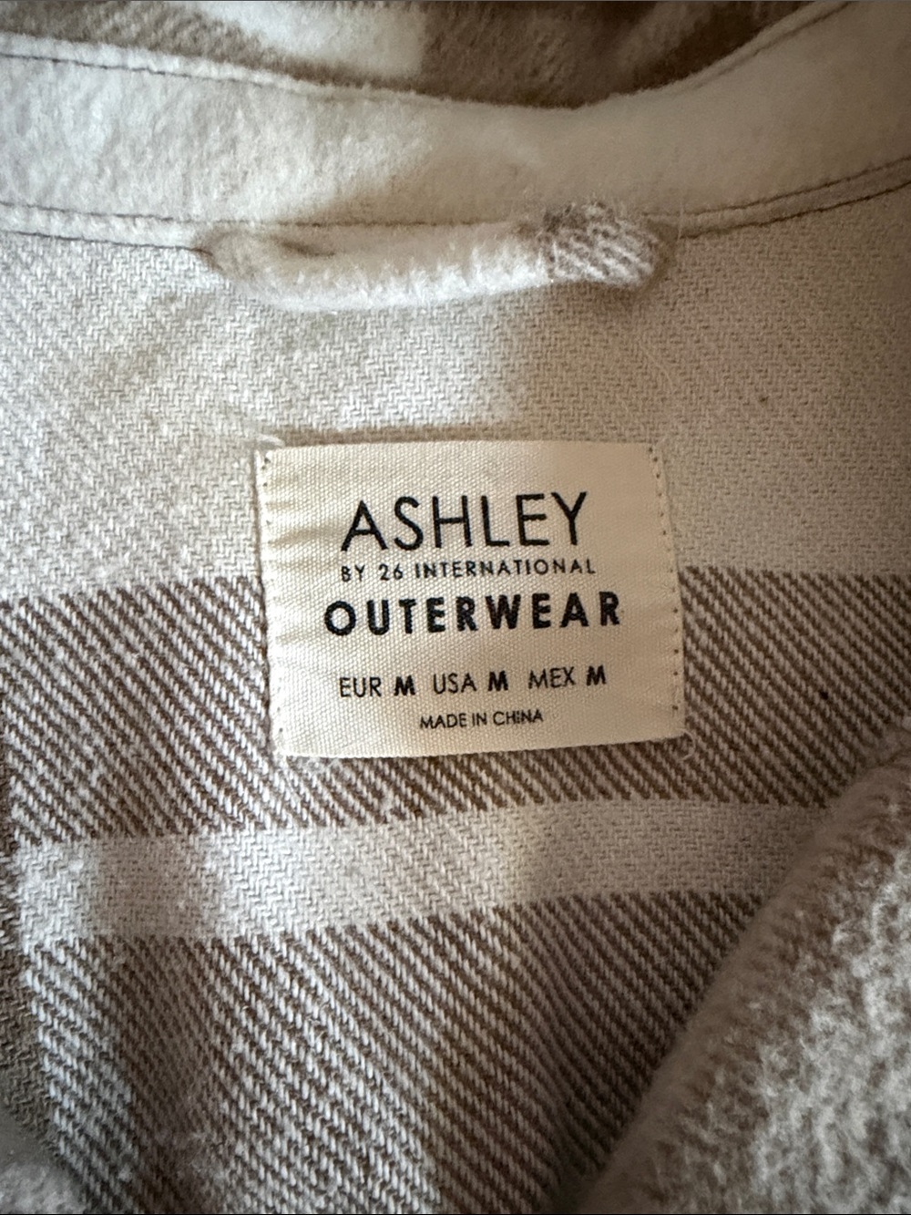 Ashley Plaid Button-Up Jacket in Cream and Taupe - Picture 2 of 4